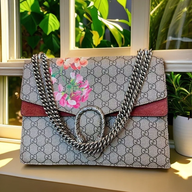 95新 GUCCI/古驰  花卉酒神链条包 1177 1675