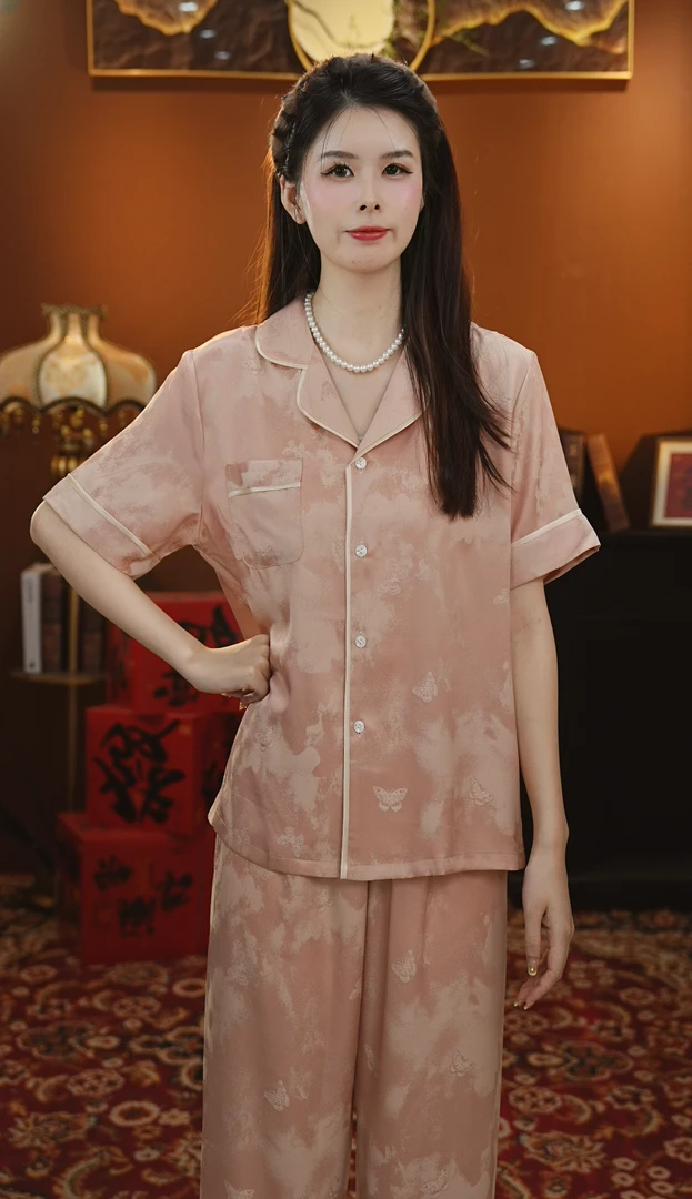 【短袖】睡衣套装气质女士休闲时尚小翻领家居服BYR