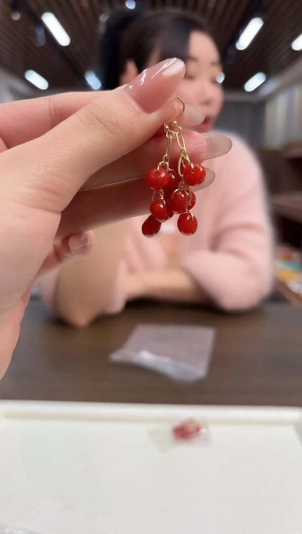 14K金镶嵌翡翠耳饰DIY款E936