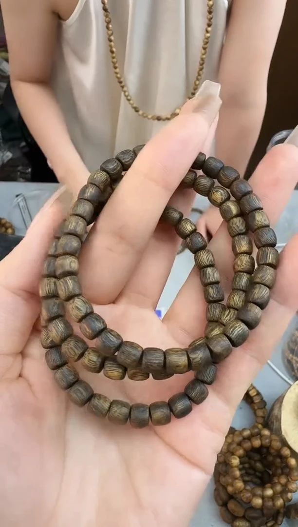 沉香手串?***?0604紫棋沉浮鼓珠单圈多样性发一