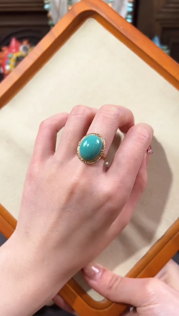 【闪购商品】绿松石戒指18K金镶嵌绿松石戒指