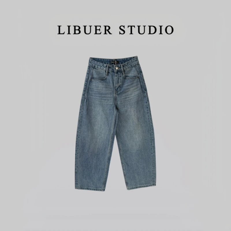 LIBUER STUDIO  “check牛仔” 100%海岛棉直筒裤