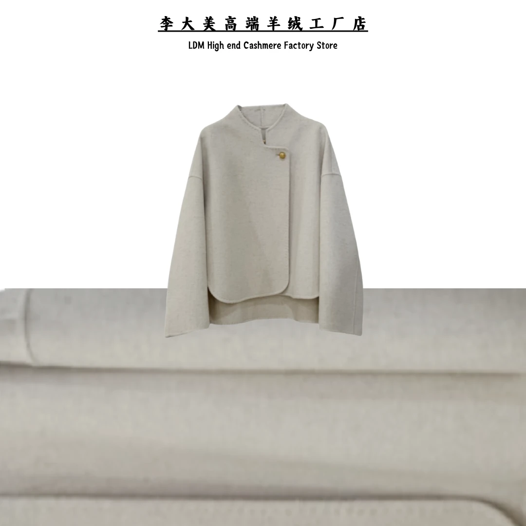 李大美【新款春秋冬新简约时尚山羊绒+桑蚕丝+绵羊毛大衣外套】9902
