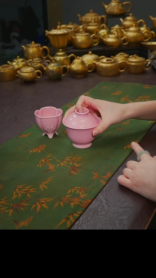 茶杯紫砂【宜景窑桃夭粉系列】盖碗