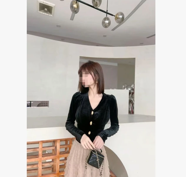 盛雅姿法式名媛小香风时尚百搭长袖衬衫上衣（衣长44左右）1051