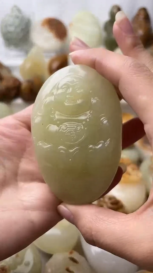 石材古青石棉纹正常不退换弥勒佛微瑕