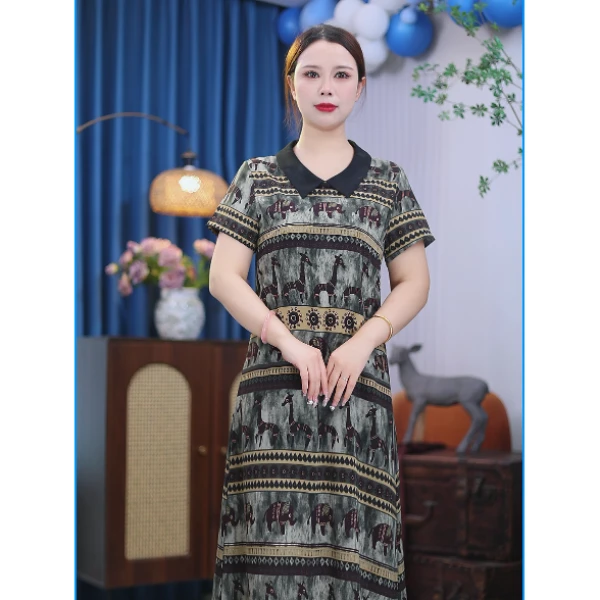 夏季直筒新款时尚气质显瘦中长款连衣裙k069