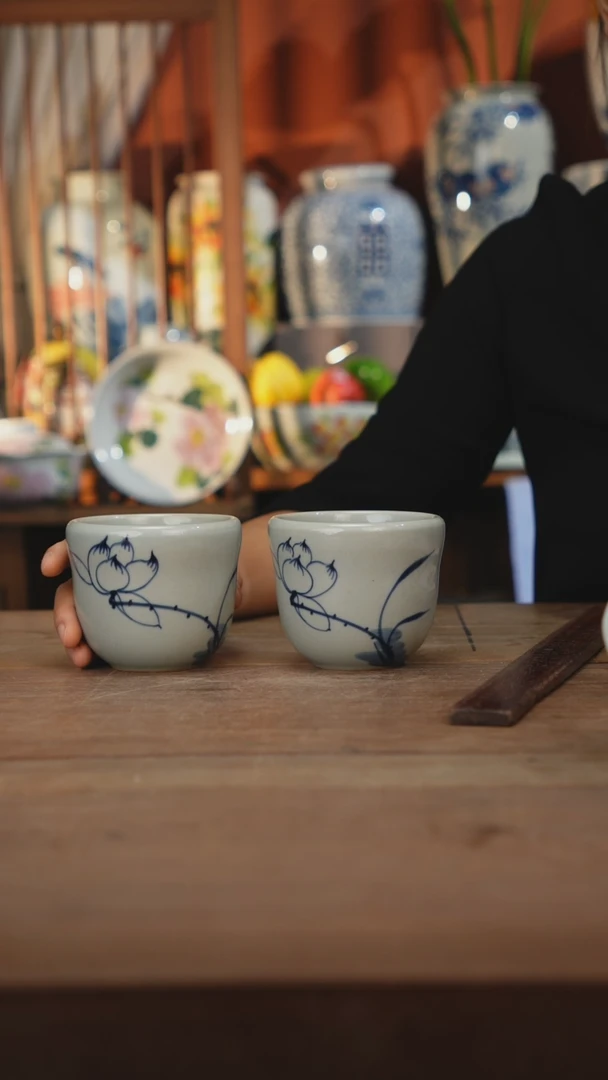 瓷片【简家甄选】景德镇设计师釉下手绘陶瓷餐具