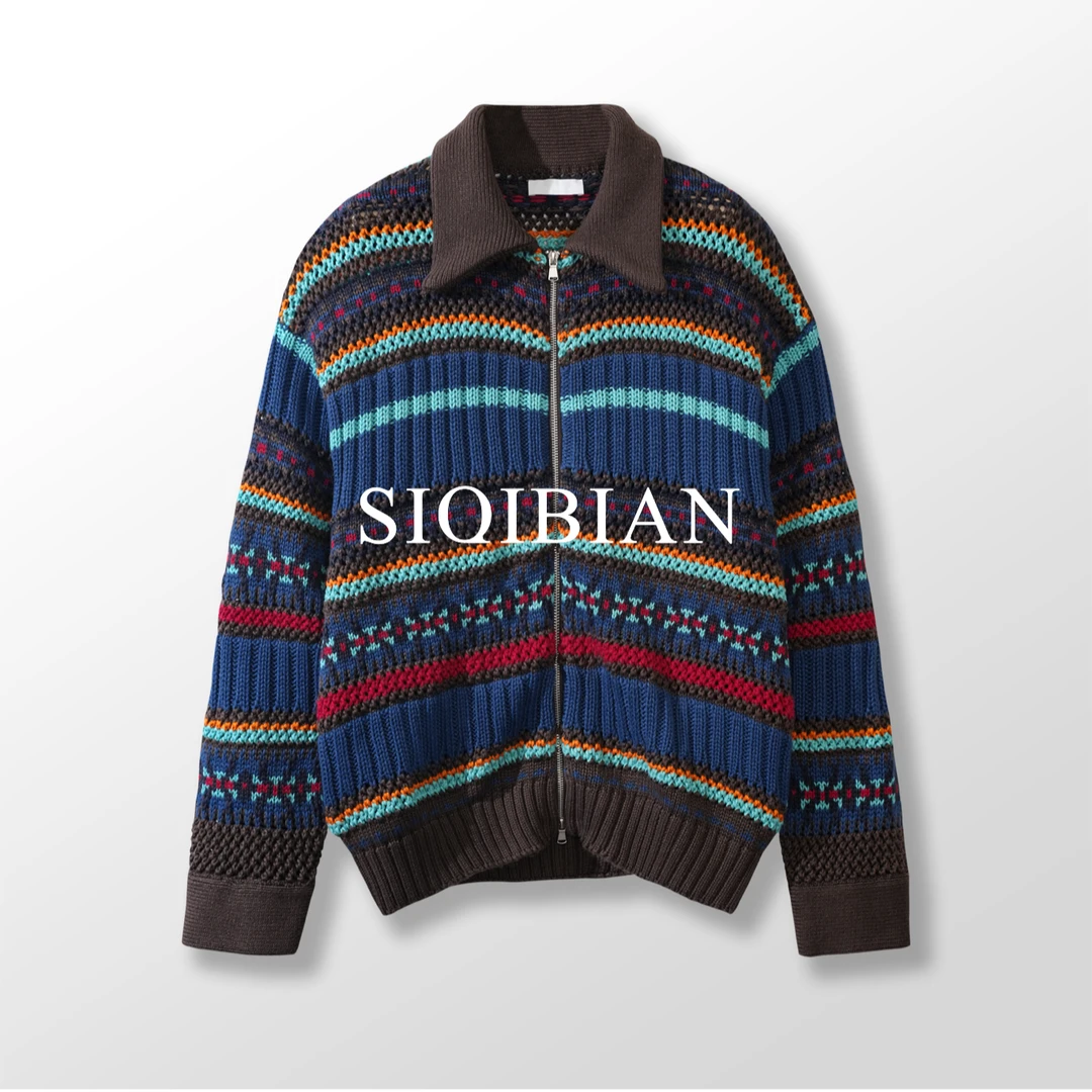 SIQIBIAN ｜25SS春季新品休闲百搭色彩碰撞条纹毛外套-C513308