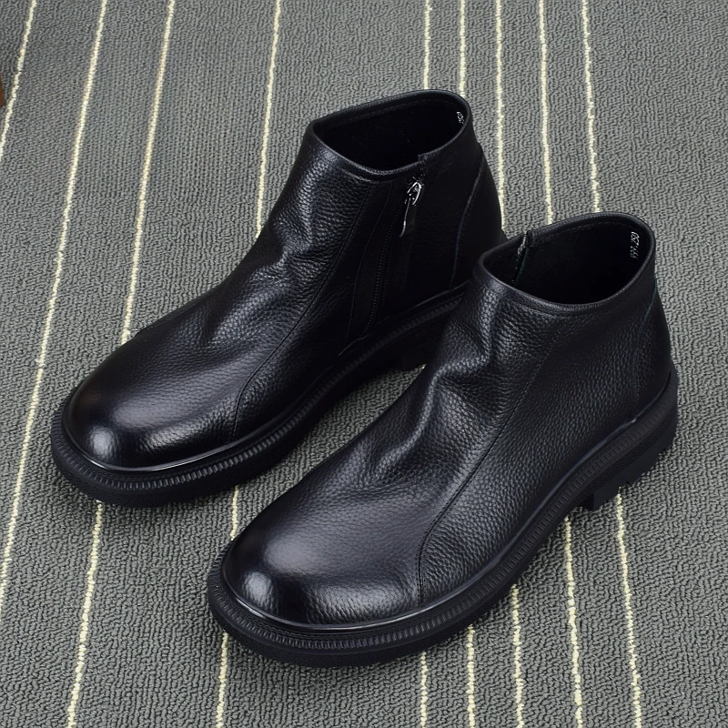 卡汐沐『精选』力荐！男鞋新款中帮拉链切尔西靴商务时尚休闲皮靴潮