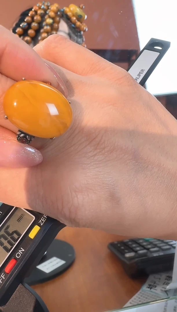银S925镶嵌颈饰蜜蜡4936天然蜜蜡珠宝奇石假一罚十