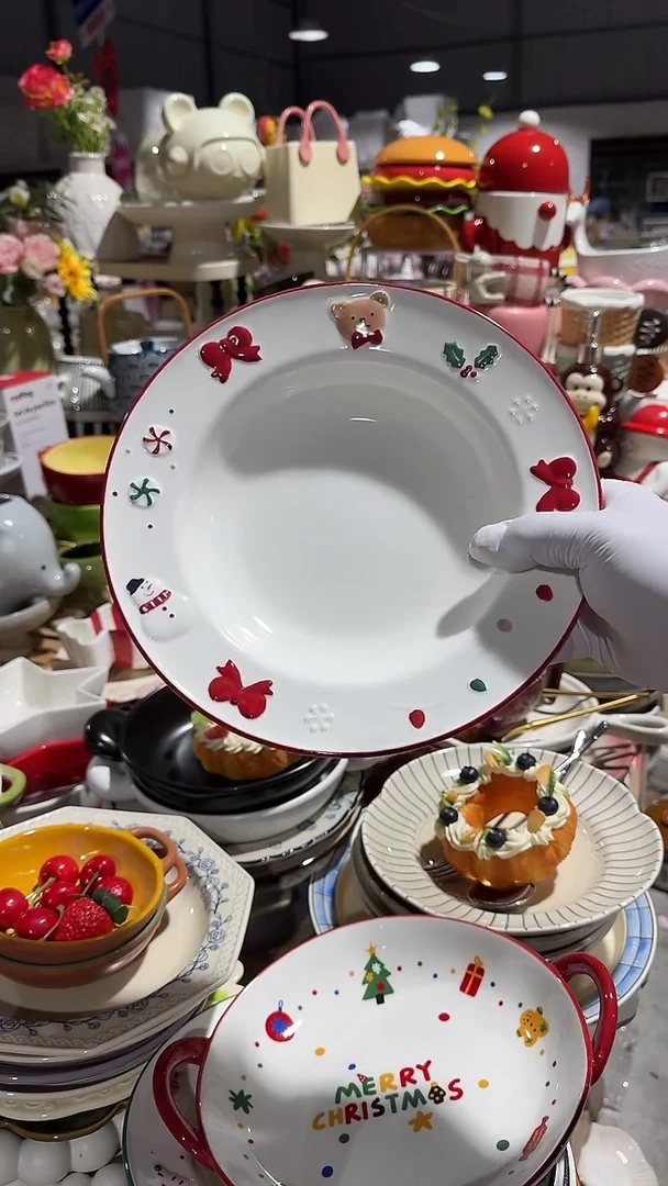 陶瓷9.5英寸圣诞盘微瑕 凑满20元包邮