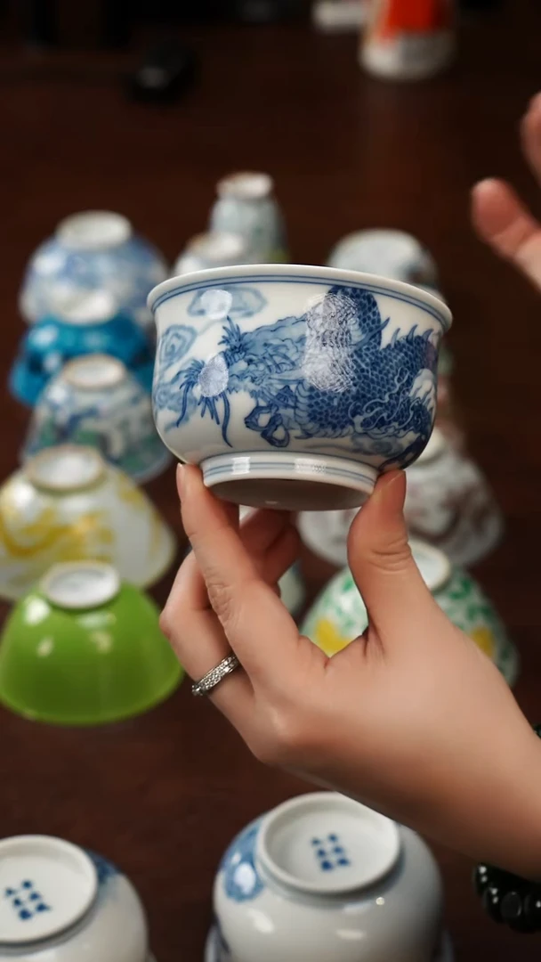 景德镇瓷器，青花瓷手绘茶具~