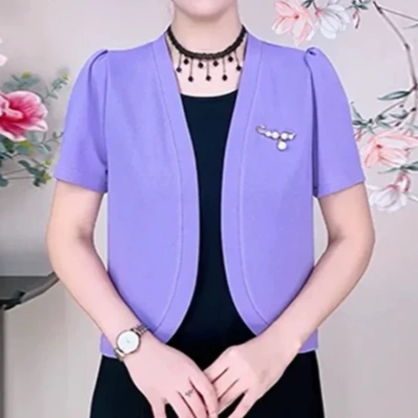 【衣雅严选】8080-1890#夏季新款气质显瘦曲珠冰嘛针织开衫外套