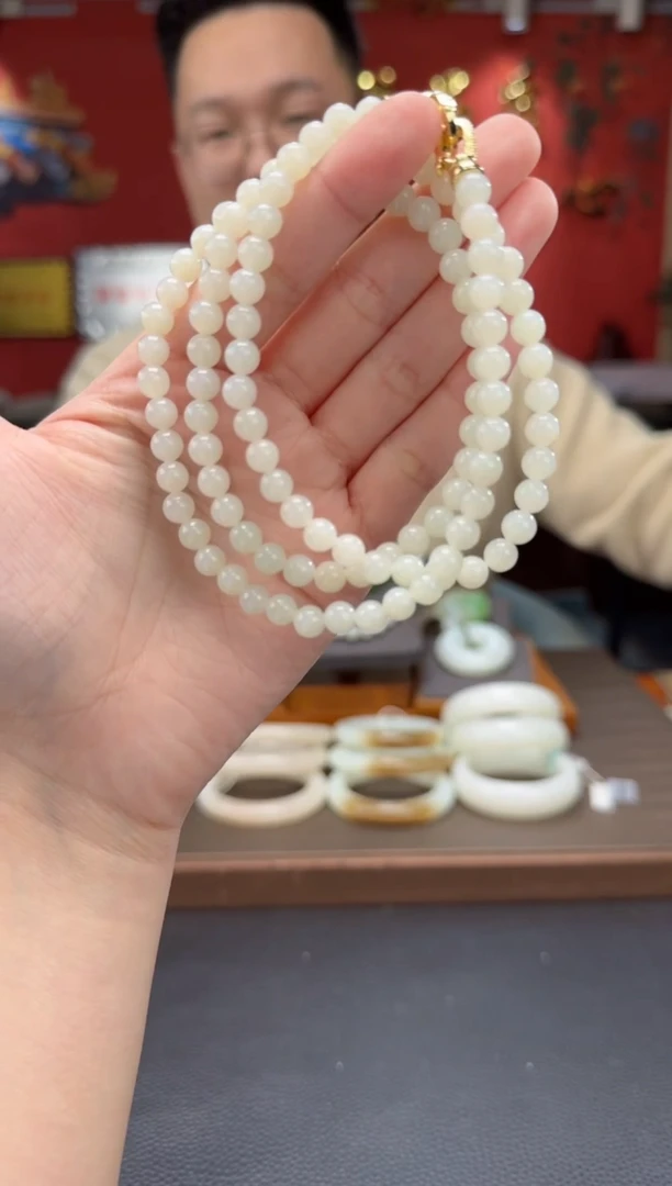 【闪购商品】和田玉颈饰未镶嵌白玉108颗多圈卡6