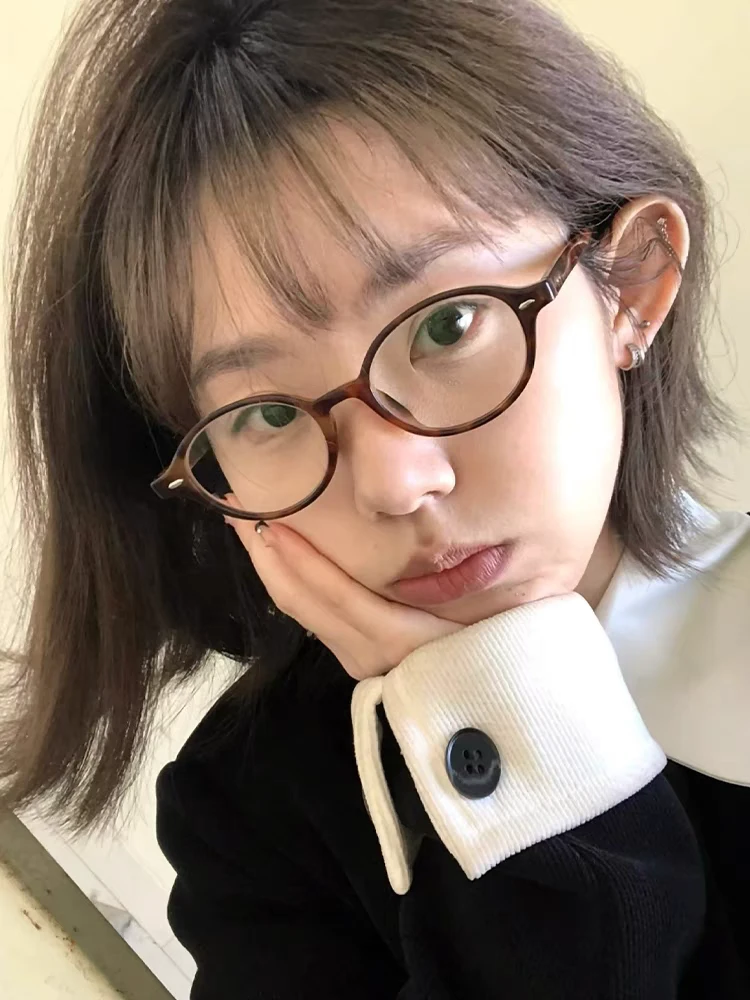 【8号】圆框超轻书呆子玳瑁色张靖仪款眼镜小脸高度数小框超轻镜架