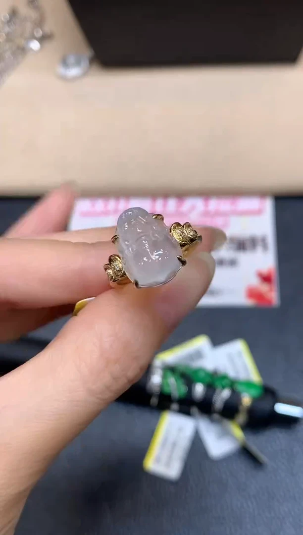 18K金镶嵌戒指翡翠12【无服务费