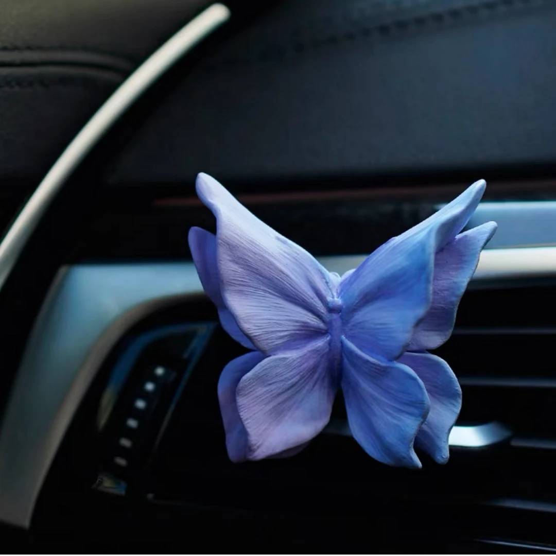 蝴蝶汽车载空调出风口香薰氛扩香石装饰礼物车内饰品香水