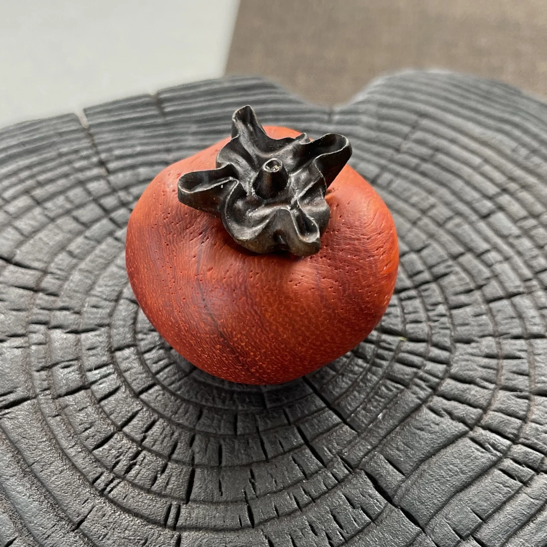 【何姐聊收藏】红花梨好柿发生柿子摆件把件 YS1250127