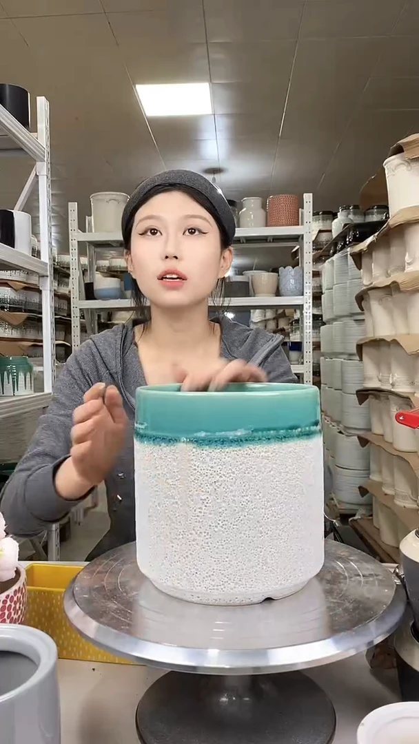陶瓷花盆宽高17*17瑕疵 接水盘