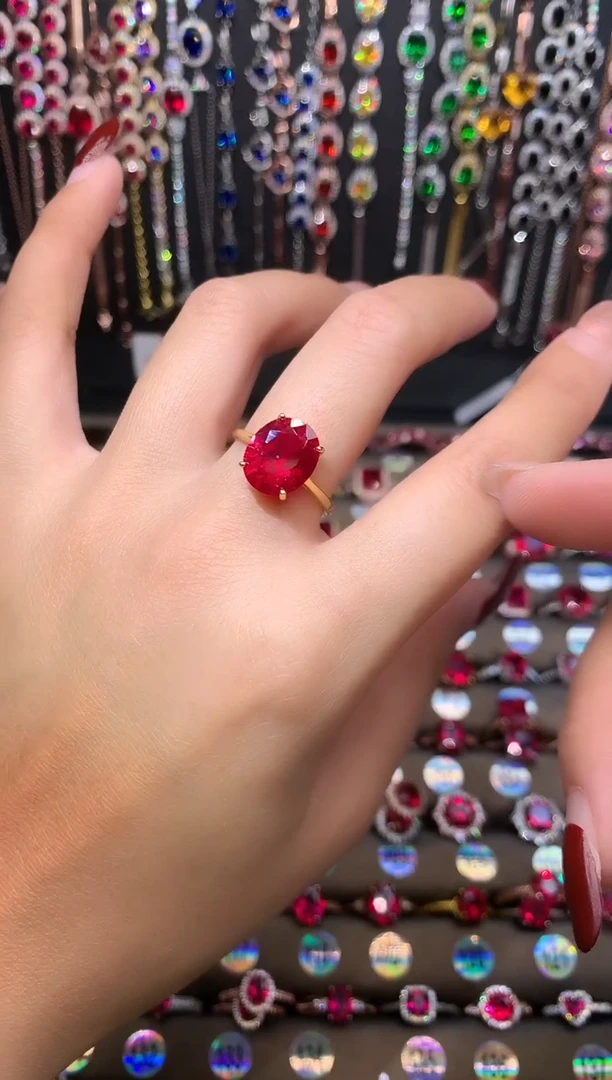 【闪购商品】红宝石戒指银S925镶嵌金色