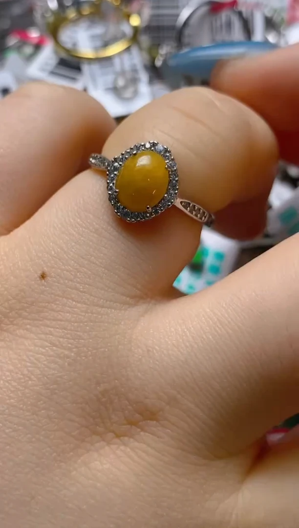 银S925镶嵌戒指翡翠百内无证书