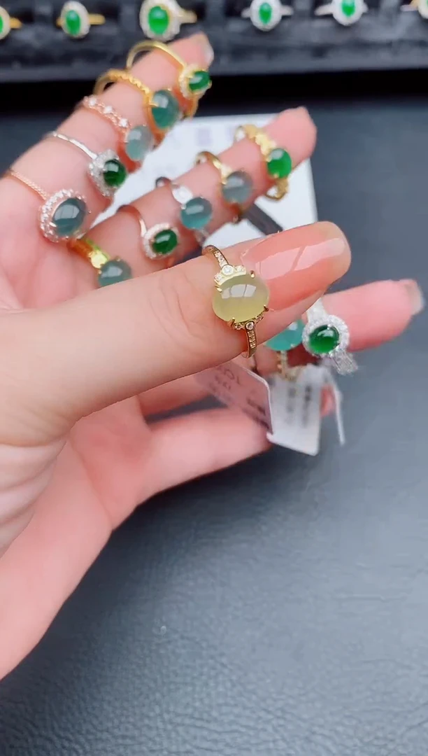 翡翠戒指银S925镶嵌天然a货翡翠5