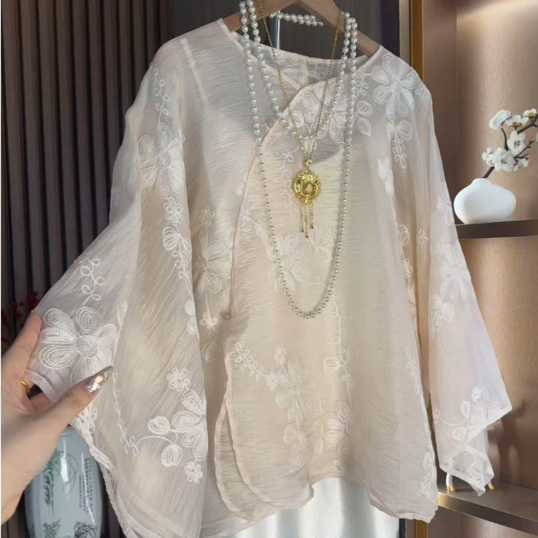 【花间意】新中式重工刺绣斜襟气质薄外套2025A0446-九七