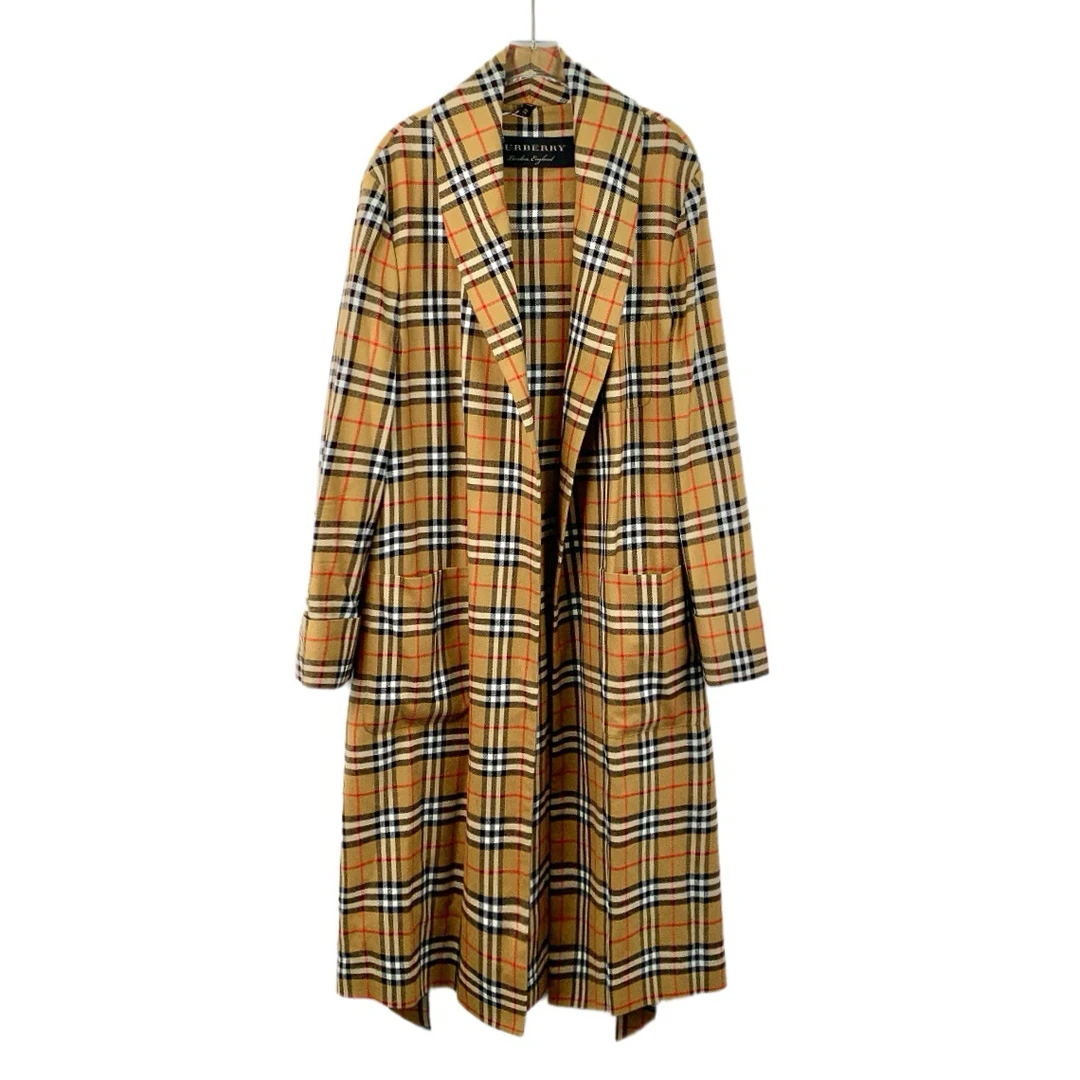 99新 BURBERRY/博柏利 IW0259 棕色羊毛腰带款大衣外套 XL码