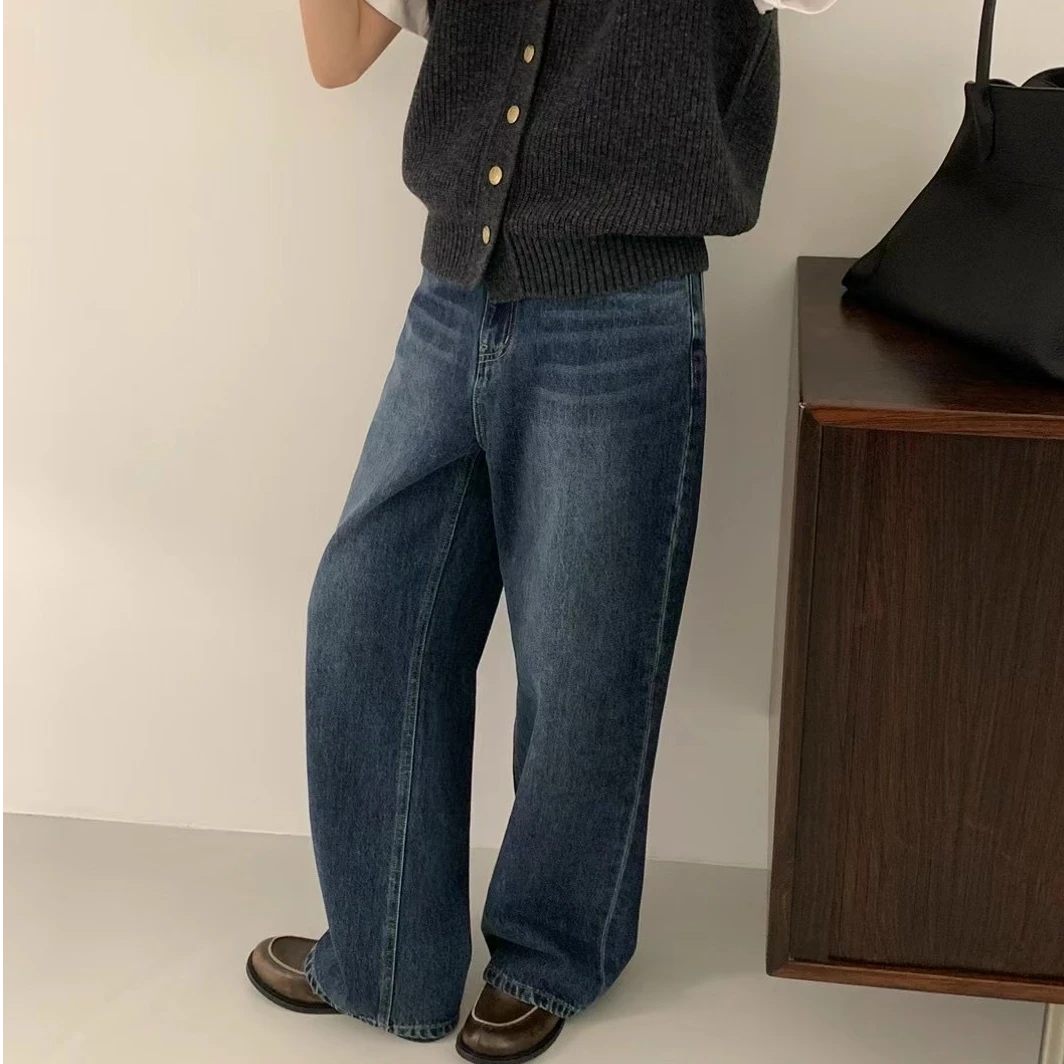 韩货-【巴黎街头】早春简约复古慵懒百搭牛仔裤/1096