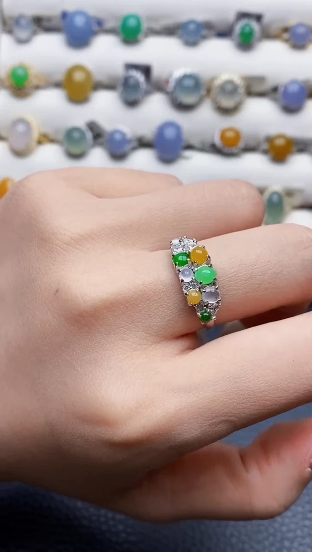 银S925镶嵌戒指翡翠2222