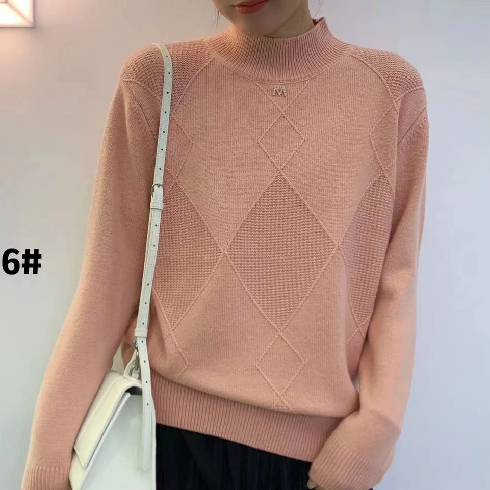 727#秋冬长袖针织衫半高领套头124