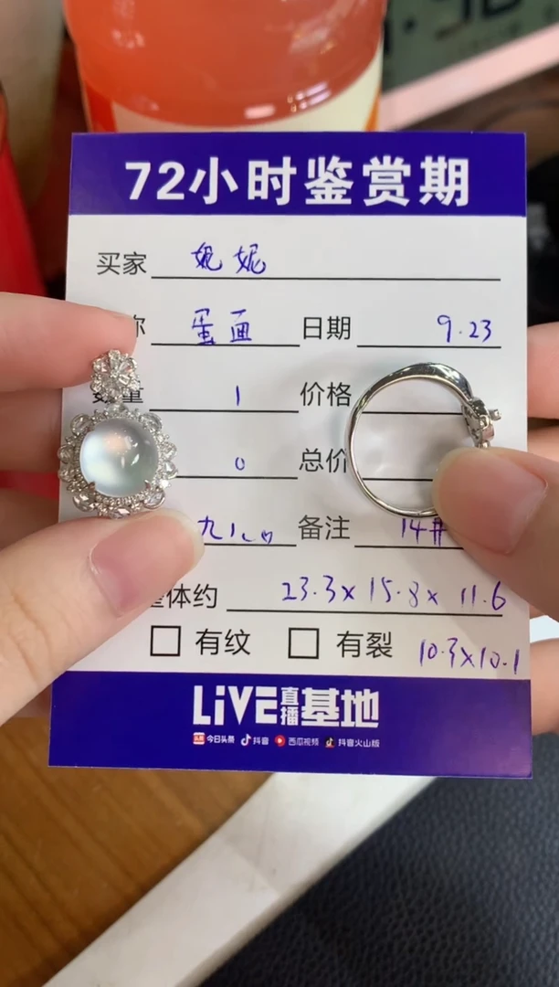 颈饰18K金镶嵌翡翠妮*子蛋面吊坠两用款