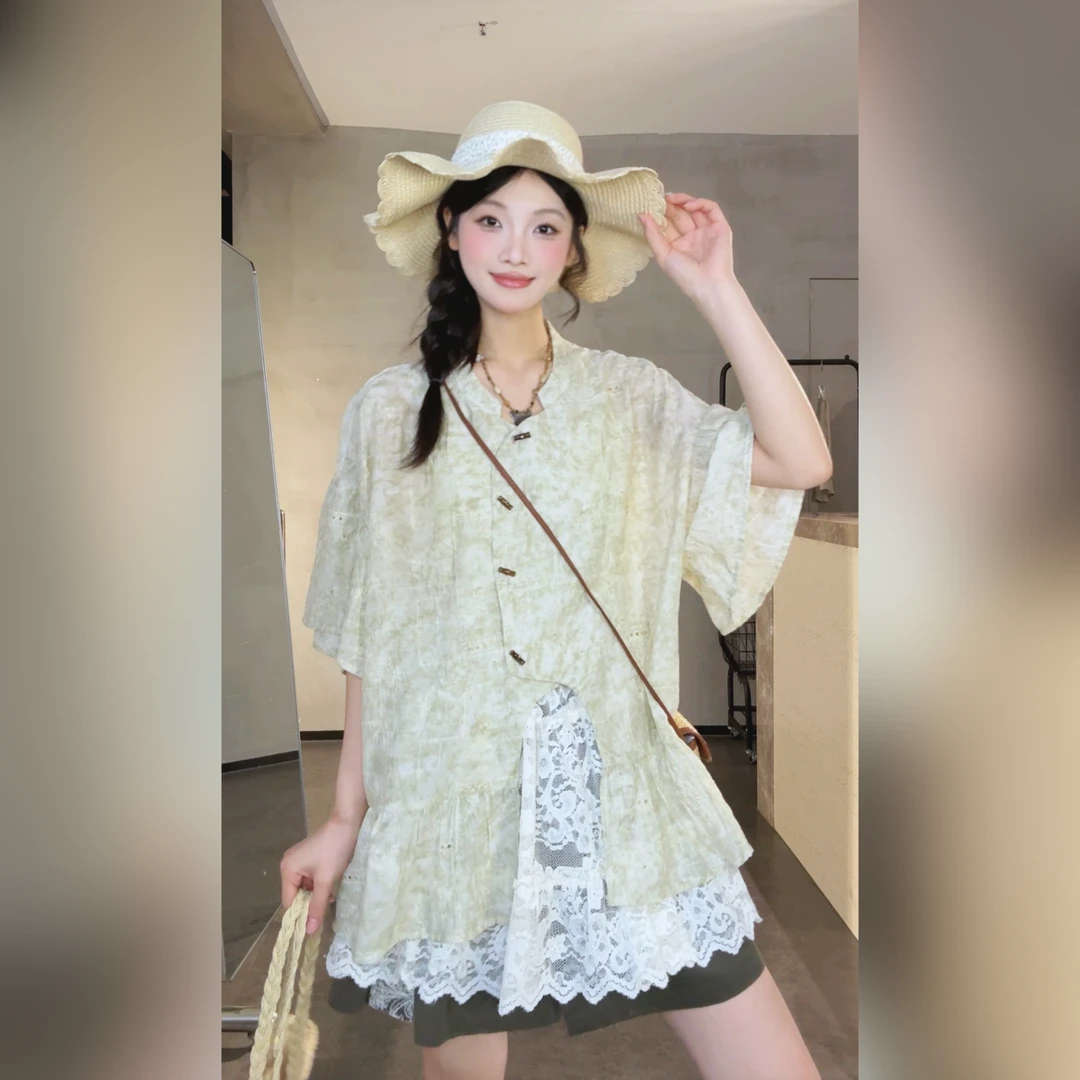 VGVL衬衫夏季立体提花设计感花朵衬衫