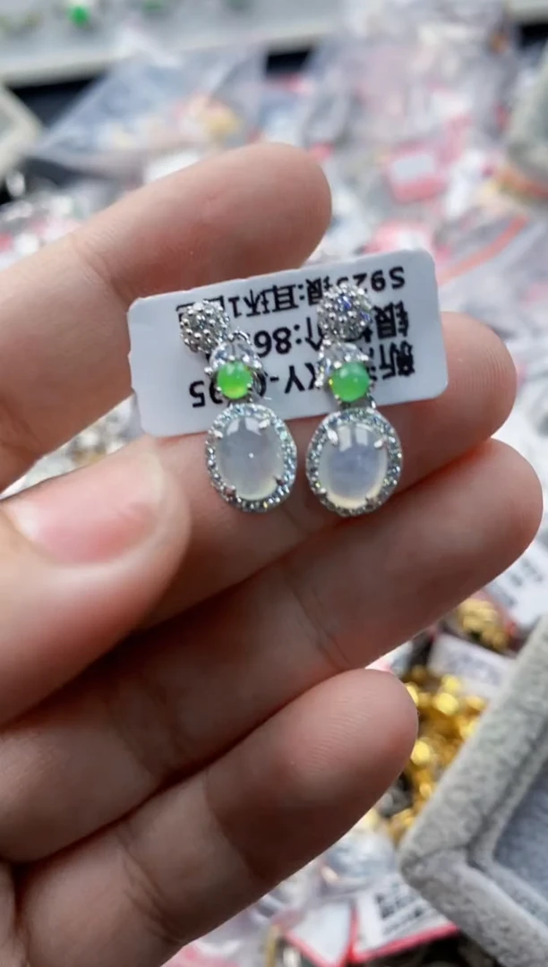 翡翠戒指银S925镶嵌13-13--8