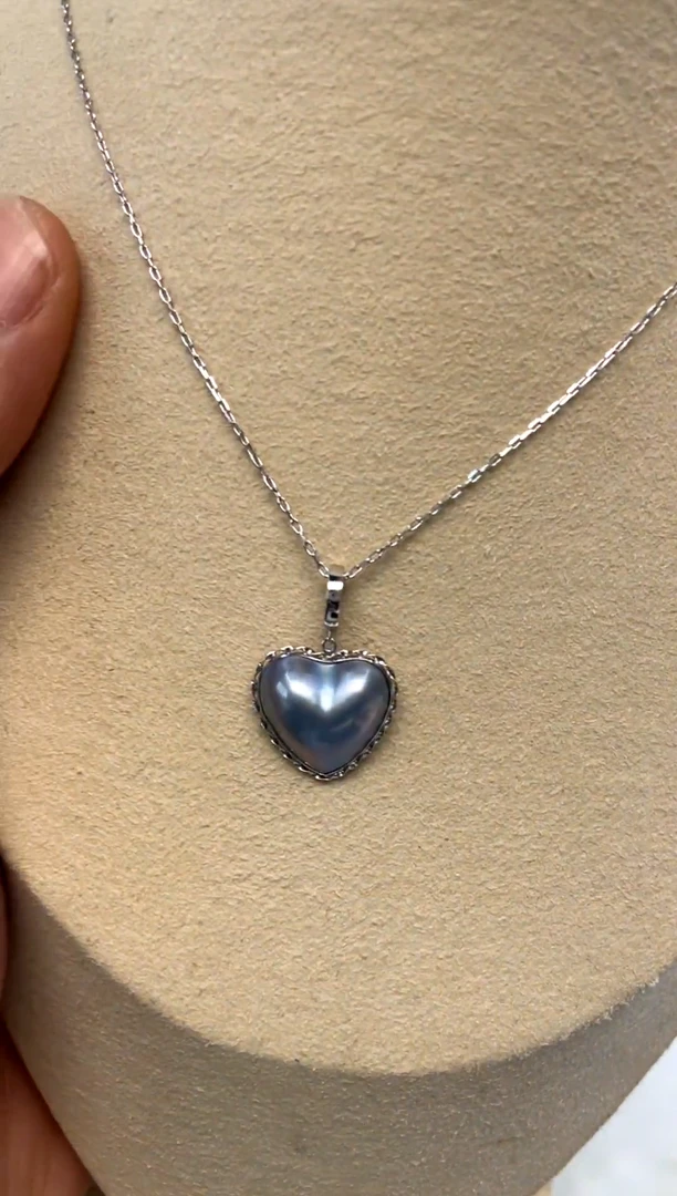 18K金镶嵌颈饰拼合珍珠（马贝珠）15-16