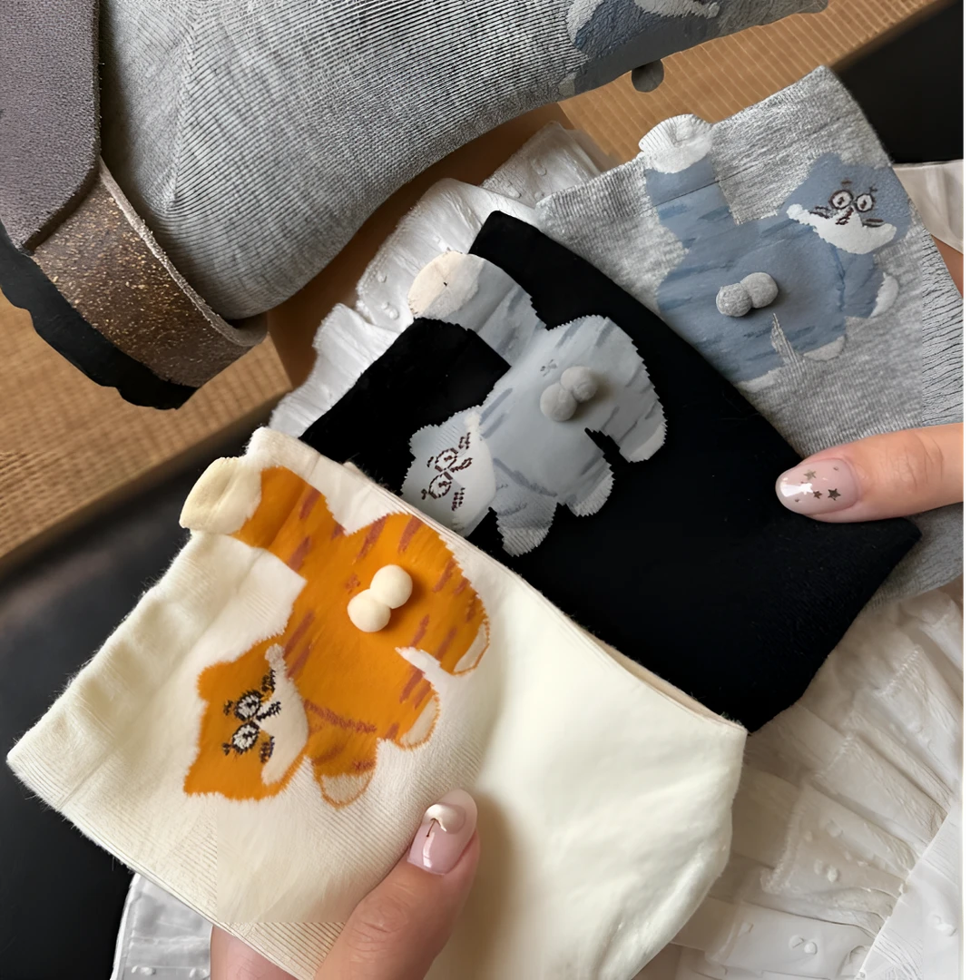 猫咪叮叮白色卡通中筒蛋蛋袜子夏秋可爱外穿ins日系搞怪长袜潮流