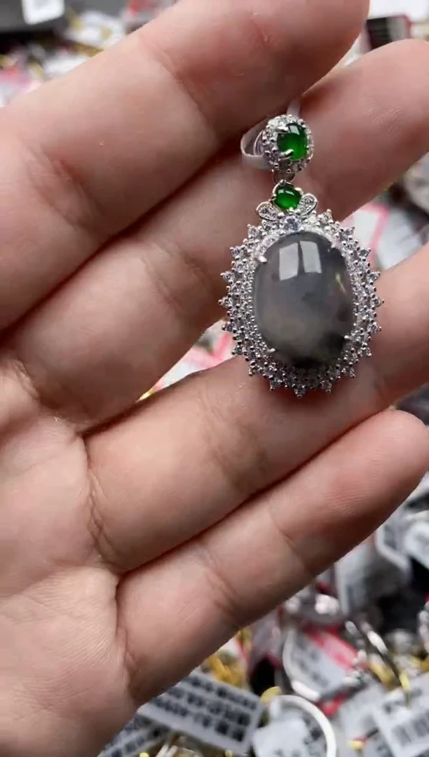 【闪购商品】翡翠戒指银S925镶嵌4444*---2