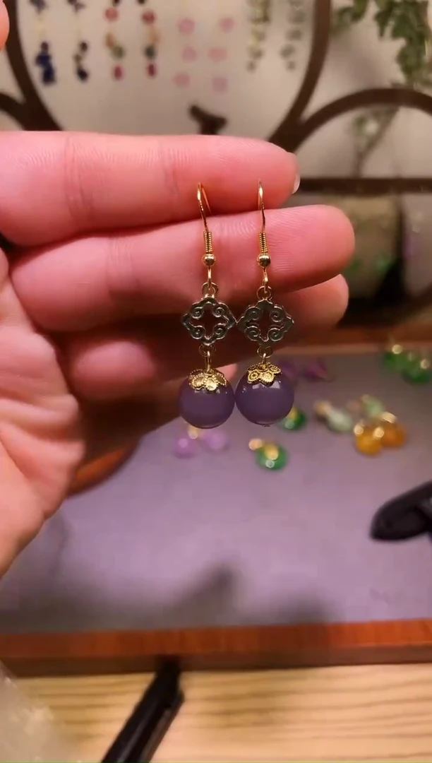 银S925镶嵌和田玉耳饰254000