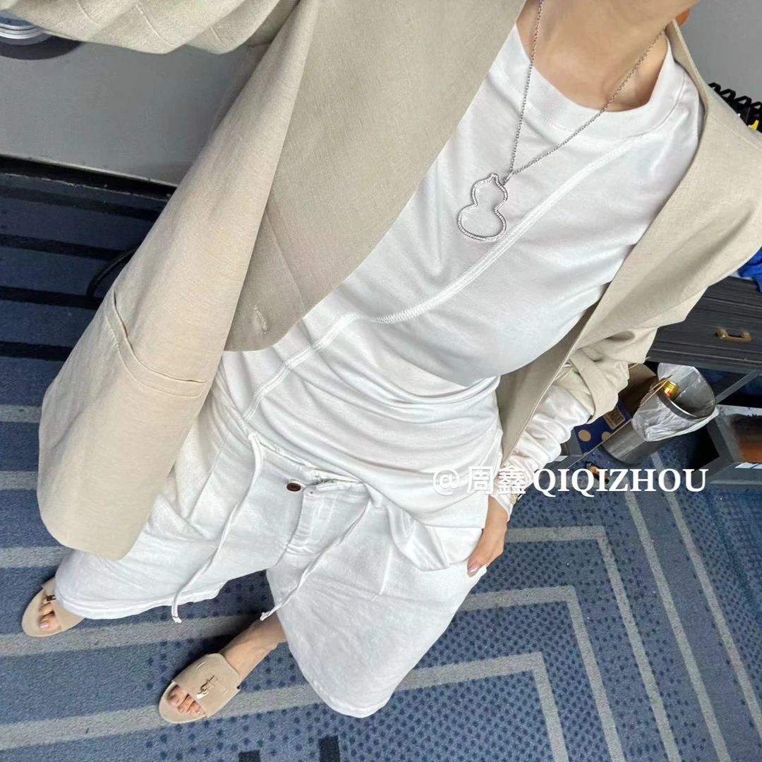 【好好妈妈专属】QIQIZHOU定制麻料休闲抽绳短裤