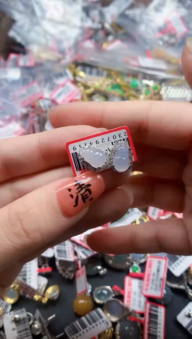 银S925镶嵌戒指翡翠天然A货缅甸翡翠