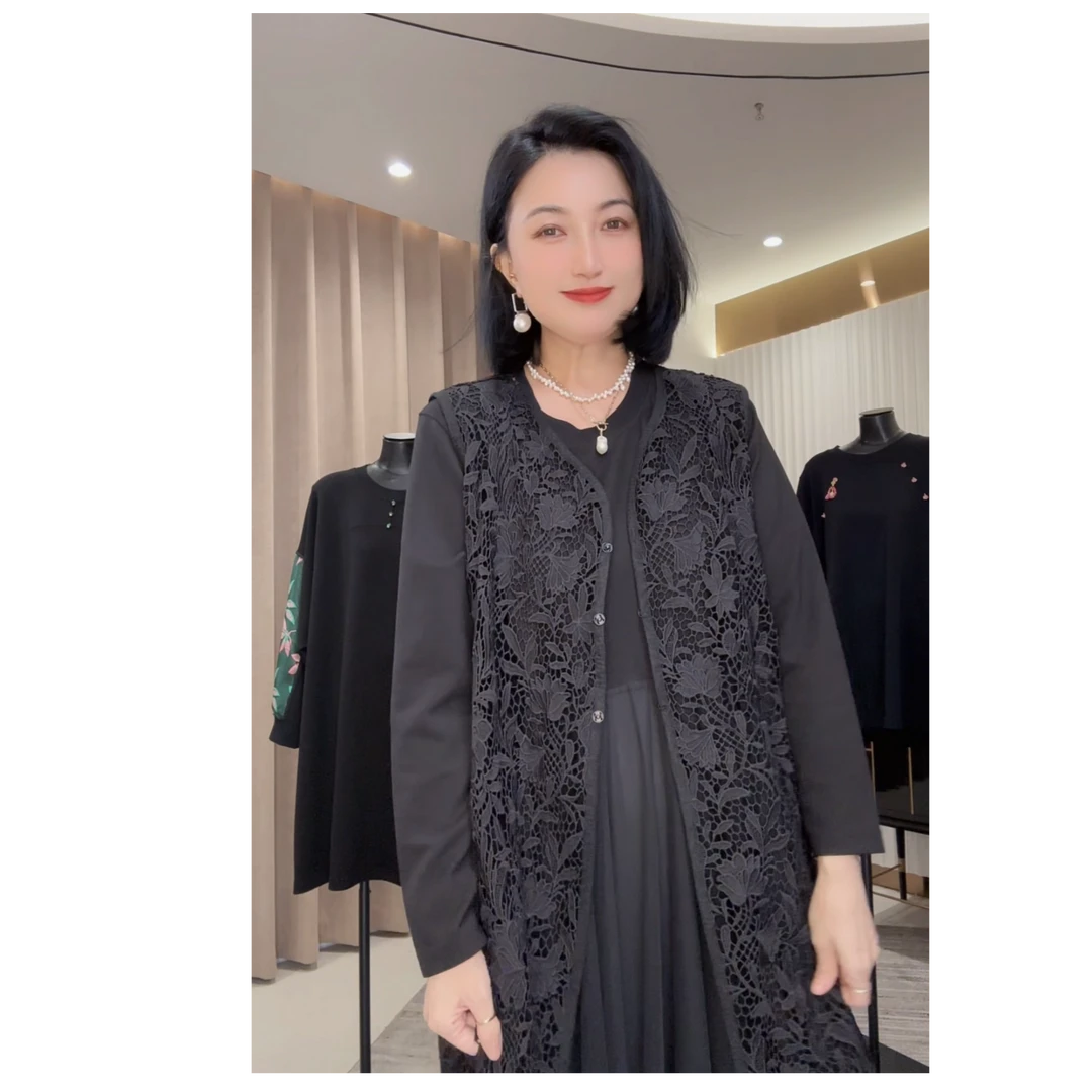 【娜姐6912长马甲新款】2024时装高奢女装宽松显瘦百搭潮流卫衣裙