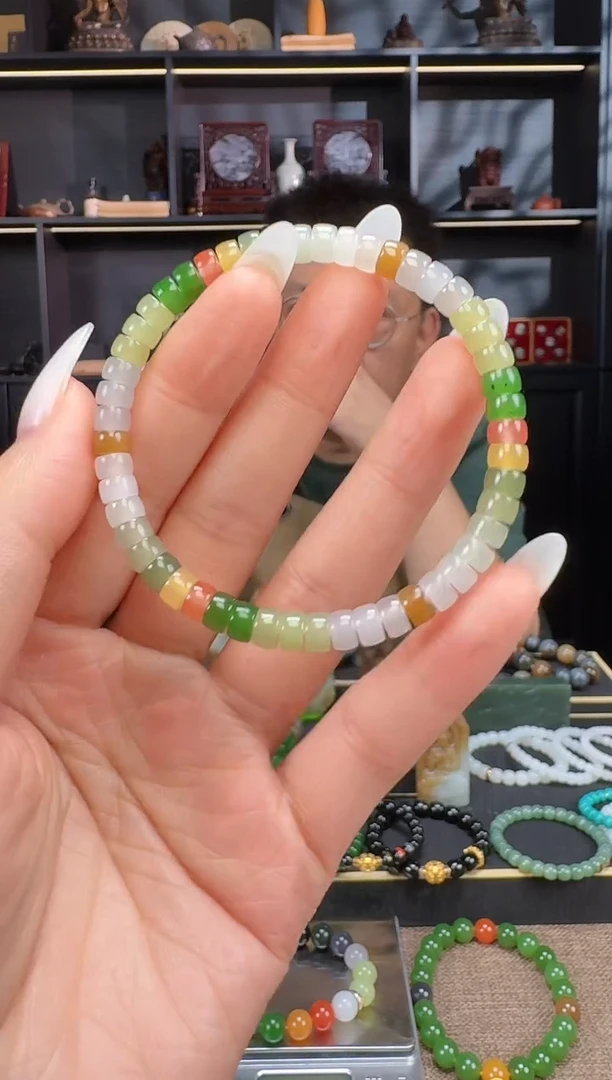 和田玉未镶嵌颈饰6mm药片手串4