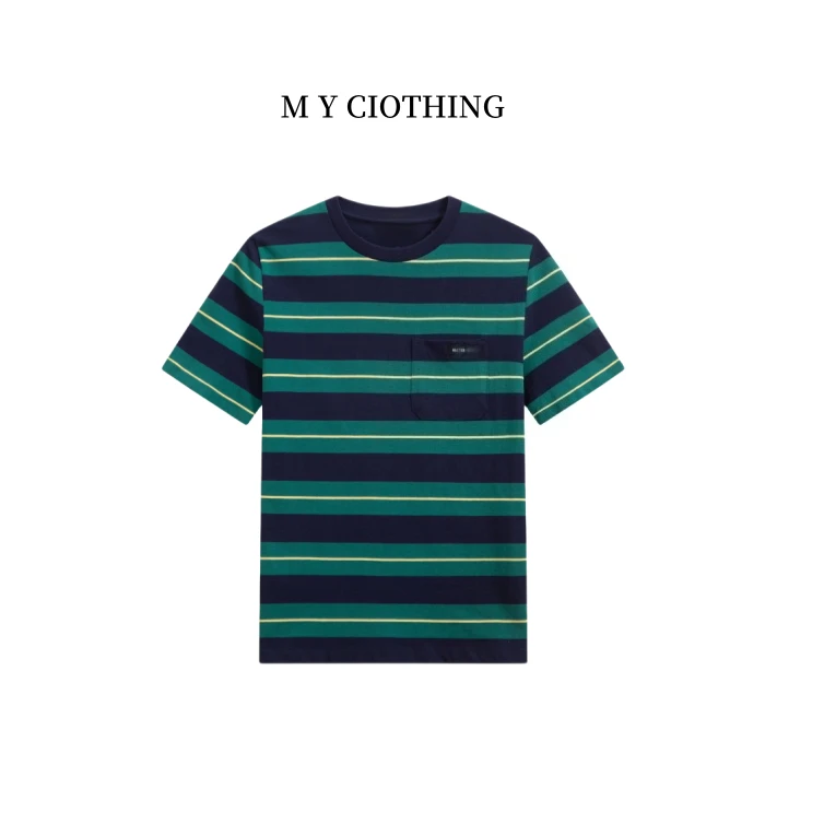 DF高定25新款经典条纹印花短袖T恤百搭磨破圆领上衣半袖夏季