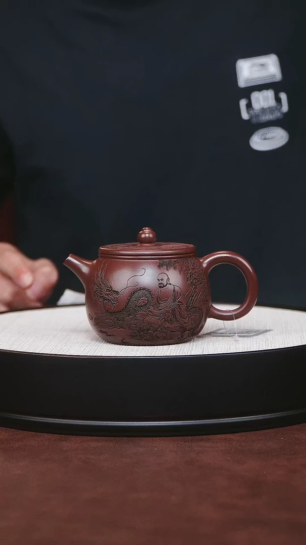 紫砂茶宠宜兴紫砂 石红 平盖汉瓦