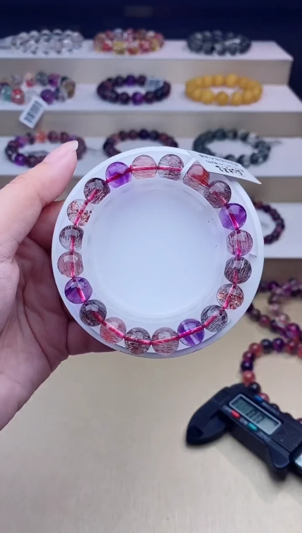 未镶嵌手链水晶黑加仑超七单圈9m+