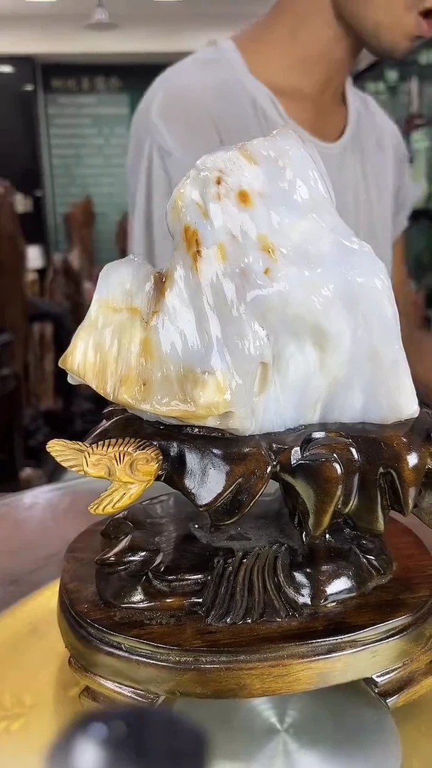 未镶嵌珠宝奇石硅化玉缅甸天然树化玉摆件