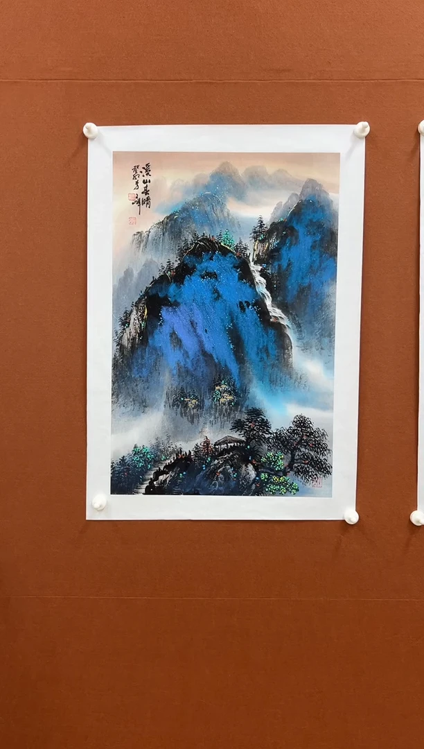 国画李文峰四尺三开泼彩