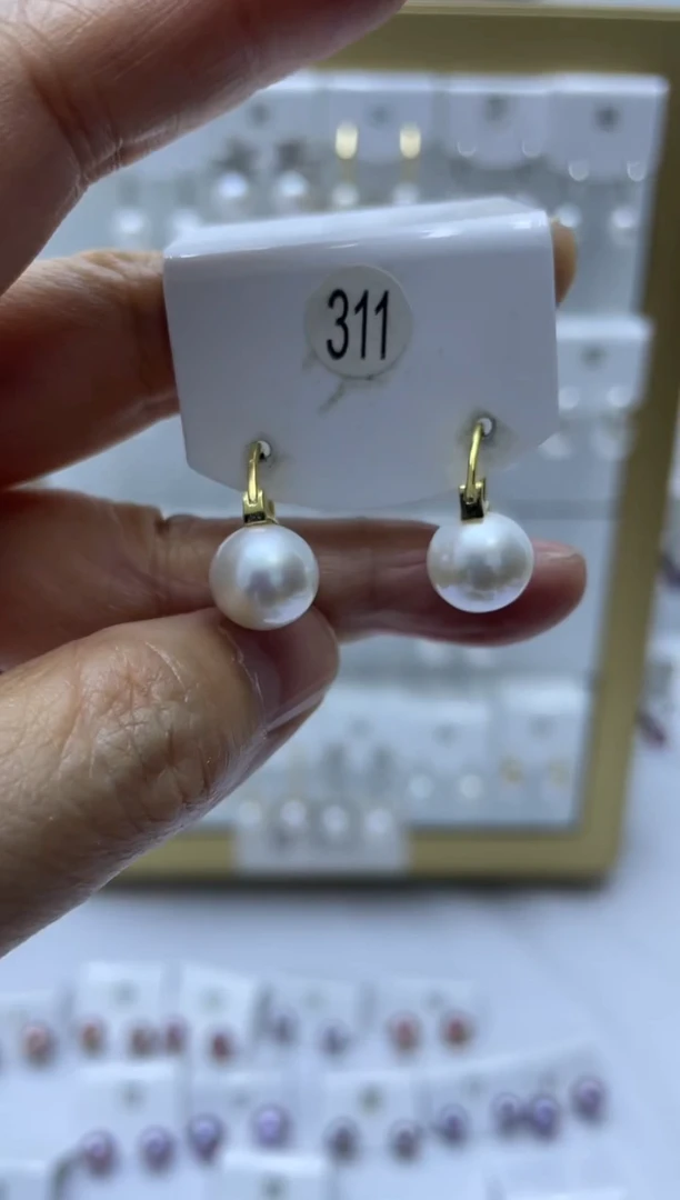 银S925镶嵌耳饰淡水珍珠311