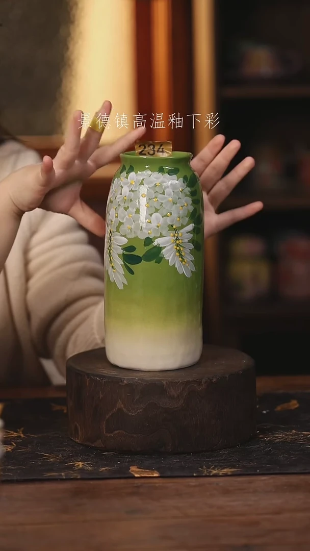 陶瓷景德镇高温釉下手绘陶瓷@L234@